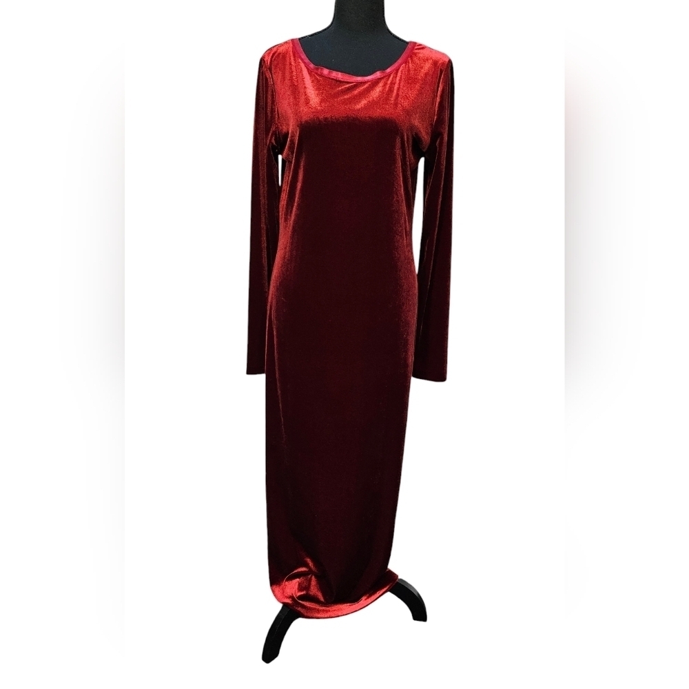 Tracee Ellis Ross Velour Red Maxi Shift Dress 94% Polyester 6% Spandex Size L
